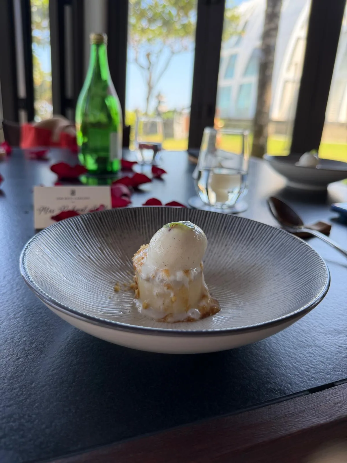 Dessert at the end of our five-course lunch at The Beach Grill
